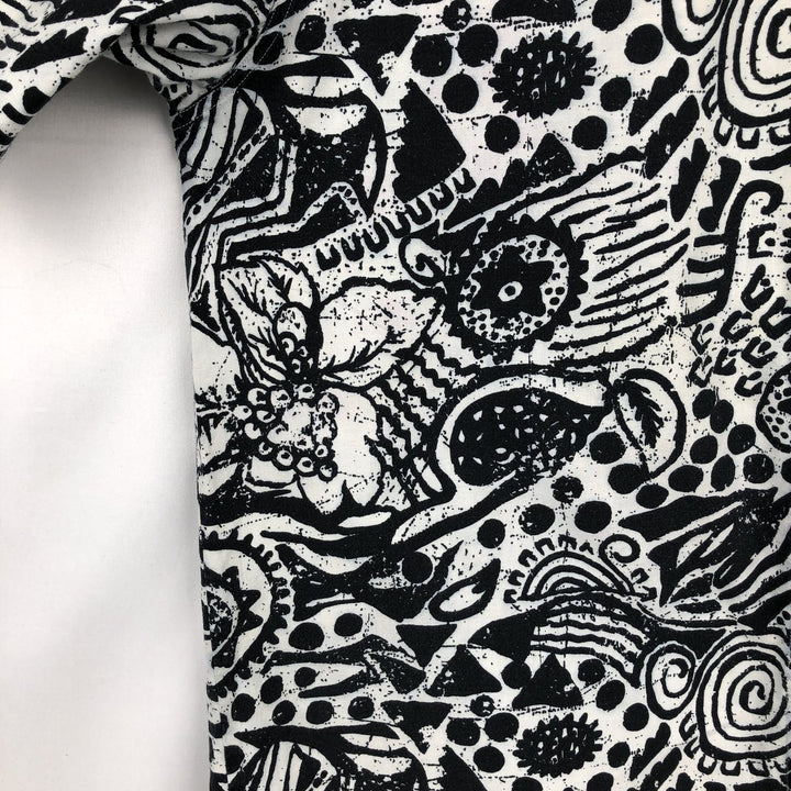 Kappa all-over print open-collar Hawaiian Aloha shirt, boxy style, made in Italy, men's size L equivalent. cotton white type Vintage Second Hand