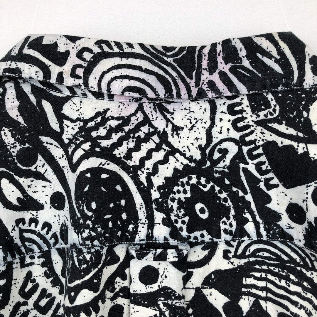 Kappa all-over print open-collar Hawaiian Aloha shirt, boxy style, made in Italy, men's size L equivalent. cotton white type Vintage Second Hand