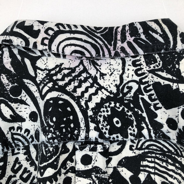 Kappa all-over print open-collar Hawaiian Aloha shirt, boxy style, made in Italy, men's size L equivalent. cotton white type Vintage Second Hand