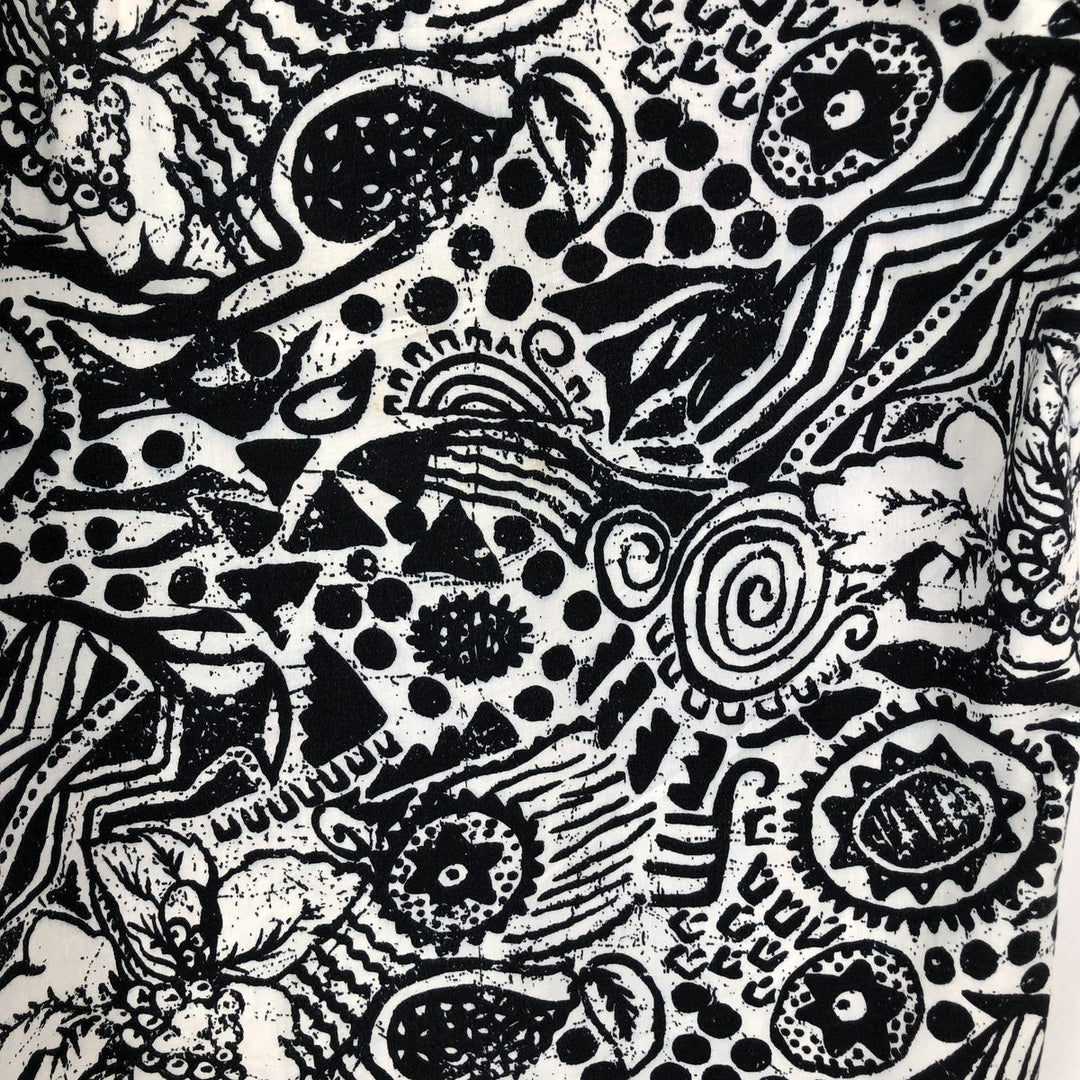 Kappa all-over print open-collar Hawaiian Aloha shirt, boxy style, made in Italy, men's size L equivalent. cotton white type Vintage Second Hand
