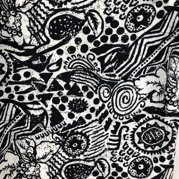 Kappa all-over print open-collar Hawaiian Aloha shirt, boxy style, made in Italy, men's size L equivalent. cotton white type Vintage Second Hand