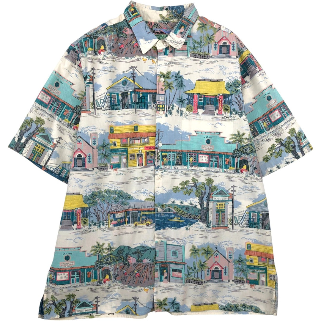 80s-90'S Reyn Spooner Diamond Head Tag All-Over Print Aloha Shirt, Boxy Shirt, Men's XL Equivalent, Vintage cotton white type Vintage Second Hand