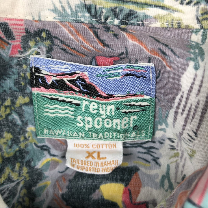 80s-90'S Reyn Spooner Diamond Head Tag All-Over Print Aloha Shirt, Boxy Shirt, Men's XL Equivalent, Vintage cotton white type Vintage Second Hand