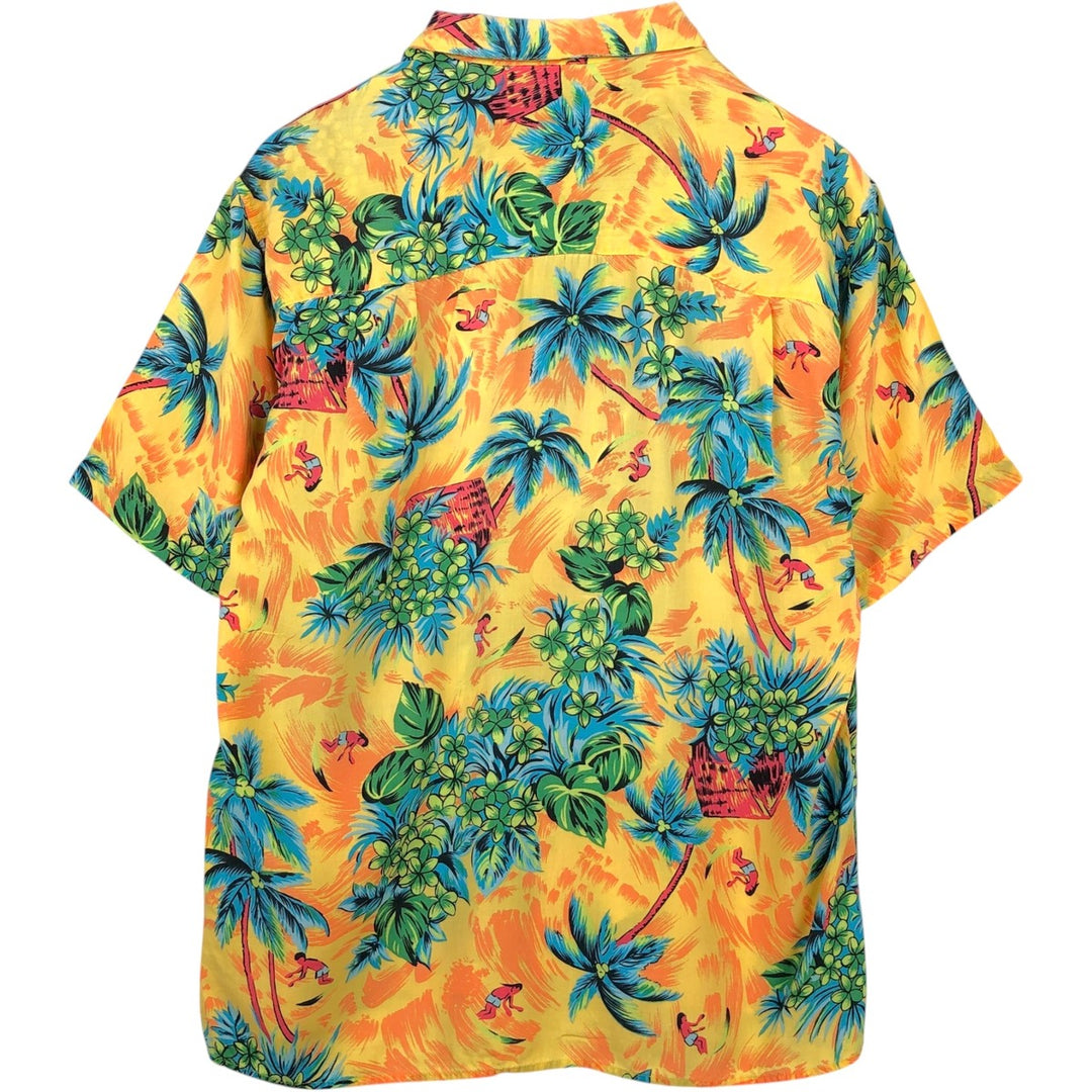 90'S Gap (Old Gap) All-over print open-collar rayon Hawaiian Aloha shirt, boxy fit, men's size M (approx.) Rayon yellow type Vintage Second Hand