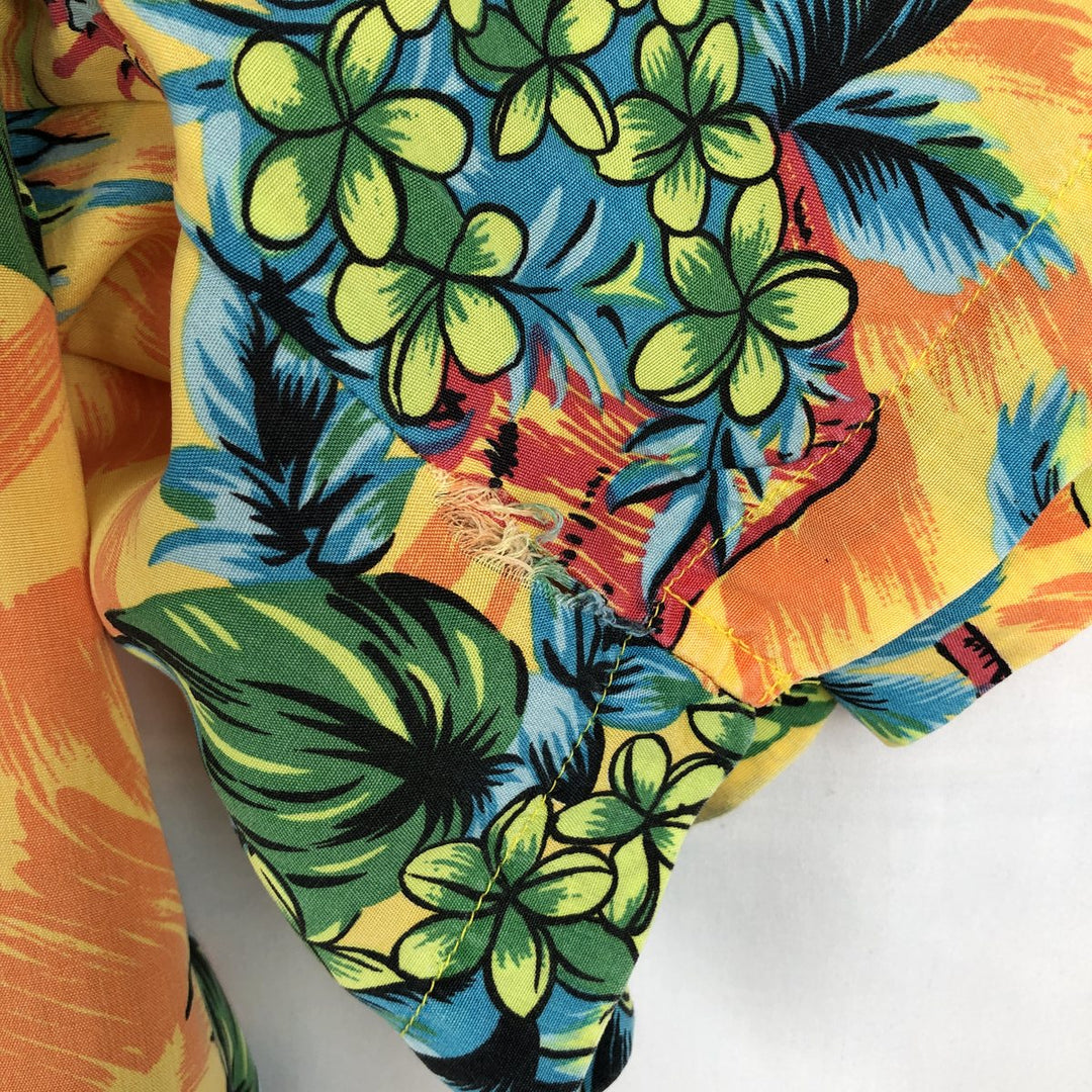 90'S Gap (Old Gap) All-over print open-collar rayon Hawaiian Aloha shirt, boxy fit, men's size M (approx.) Rayon yellow type Vintage Second Hand