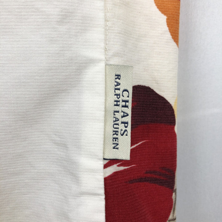 Ralph Lauren CHAPS Hawaiian Aloha Shirt, Hibiscus Pattern, Boxy Shirt, Men's Size L (approx.) cotton Beige type Vintage Second Hand