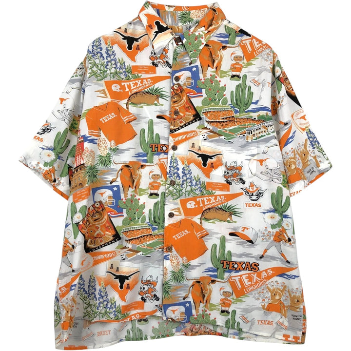 80s-90'S Reyn Spooner Diamond Head Tag All-Over Print College Rayon Aloha Shirt Men's Size L (Equivalent) Vintage Rayon orange type Vintage Second Hand