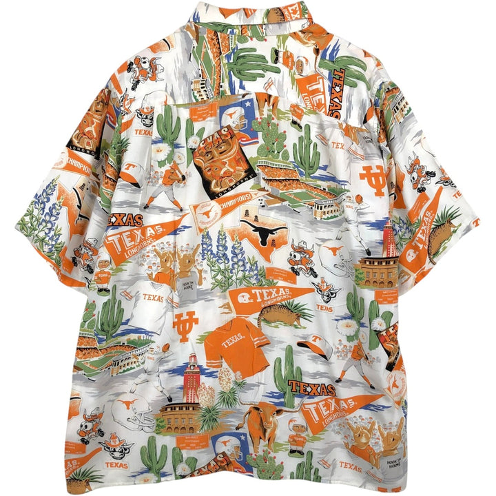 80s-90'S Reyn Spooner Diamond Head Tag All-Over Print College Rayon Aloha Shirt Men's Size L (Equivalent) Vintage Rayon orange type Vintage Second Hand