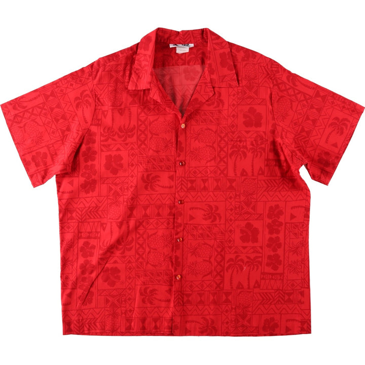 Big Size 80'S Hilo Hattie All-Over Print Open Collar Hawaiian Aloha Shirt Box Shirt Made in Hawaii Men's XXXL Equivalent cotton red type Vintage Second Hand
