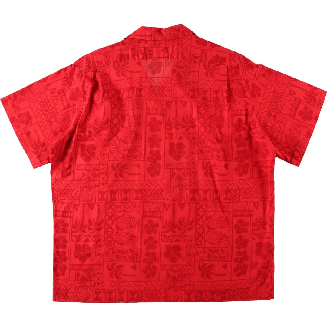 Big Size 80'S Hilo Hattie All-Over Print Open Collar Hawaiian Aloha Shirt Box Shirt Made in Hawaii Men's XXXL Equivalent cotton red type Vintage Second Hand