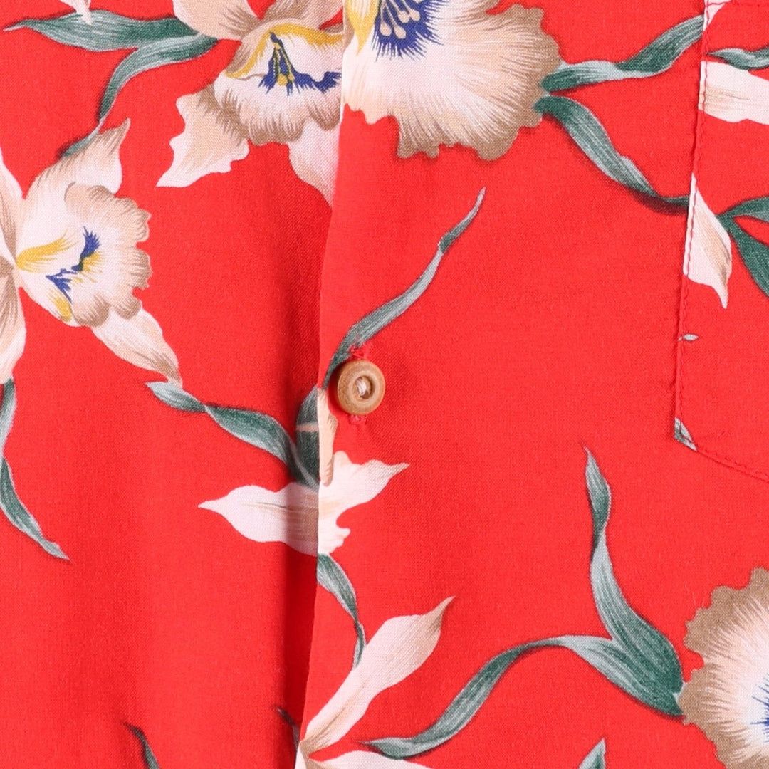 PARADISE FOUND Floral Rayon Open Collar Hawaiian Aloha Shirt, Boxy Shirt, Made in USA, Men's Size M (Equivalent), Vintage Rayon red type Vintage Second Hand