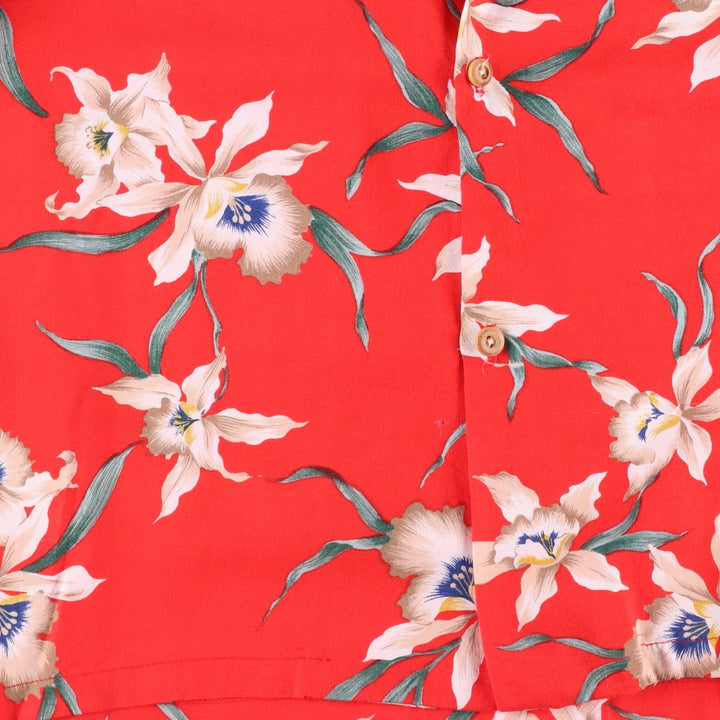 PARADISE FOUND Floral Rayon Open Collar Hawaiian Aloha Shirt, Boxy Shirt, Made in USA, Men's Size M (Equivalent), Vintage Rayon red type Vintage Second Hand