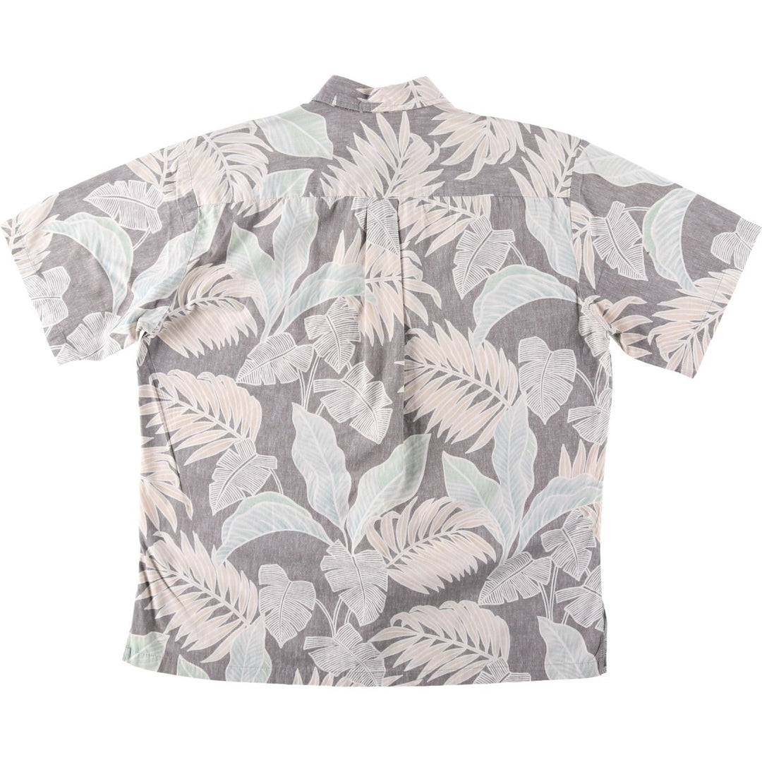 Cooke Street All-over Leaf Pattern Hawaiian Aloha Shirt, Boxy Shirt, Made in Hawaii, Men's Size M cotton Charcoal Vintage Second Hand