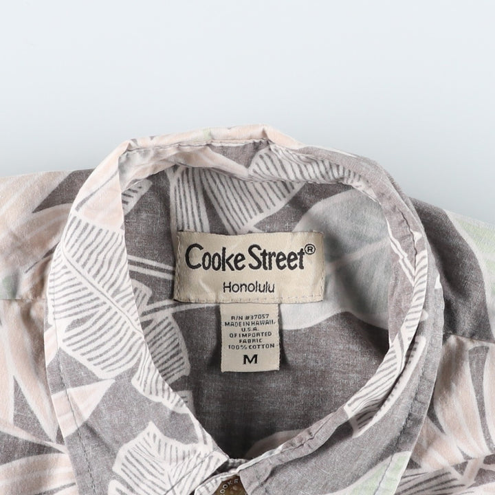 Cooke Street All-over Leaf Pattern Hawaiian Aloha Shirt, Boxy Shirt, Made in Hawaii, Men's Size M cotton Charcoal Vintage Second Hand