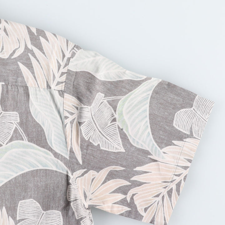 Cooke Street All-over Leaf Pattern Hawaiian Aloha Shirt, Boxy Shirt, Made in Hawaii, Men's Size M cotton Charcoal Vintage Second Hand