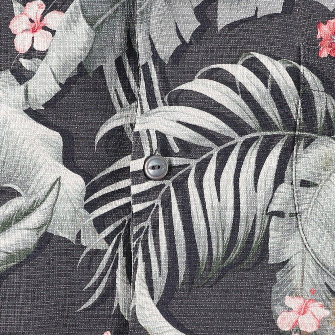 Tommy Bahama Original Fit Hibiscus Pattern Leaf Pattern Open Collar Silk Aloha Shirt Box Shirt Men's XL Equivalent silk black type Vintage Second Hand