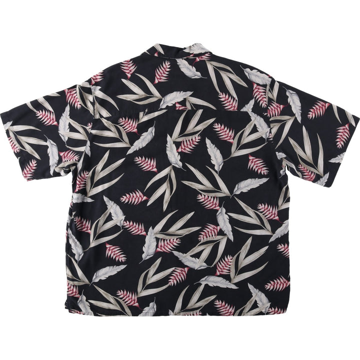 Banana Cabana All-over Floral Print Open Collar Silk Hawaiian Aloha Shirt Box Shirt Men's XL Equivalent silk black type Vintage Second Hand