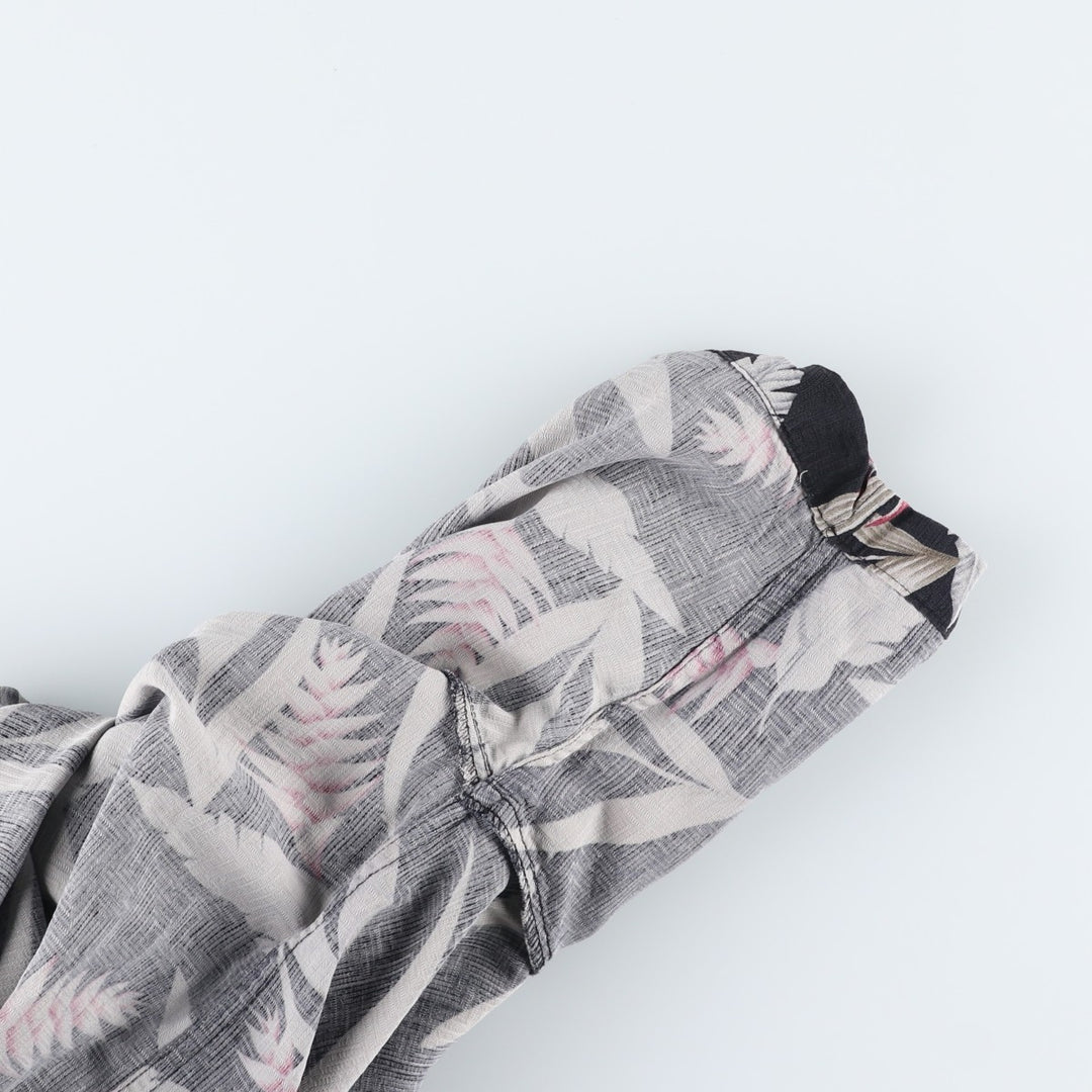 Banana Cabana All-over Floral Print Open Collar Silk Hawaiian Aloha Shirt Box Shirt Men's XL Equivalent silk black type Vintage Second Hand