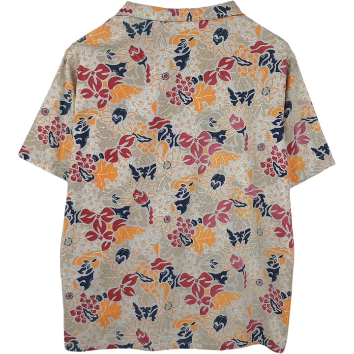 Envoy All-over print open-collar Hawaiian Aloha shirt, boxy style, made in USA, men's size L equivalent. cotton gray type Vintage Second Hand