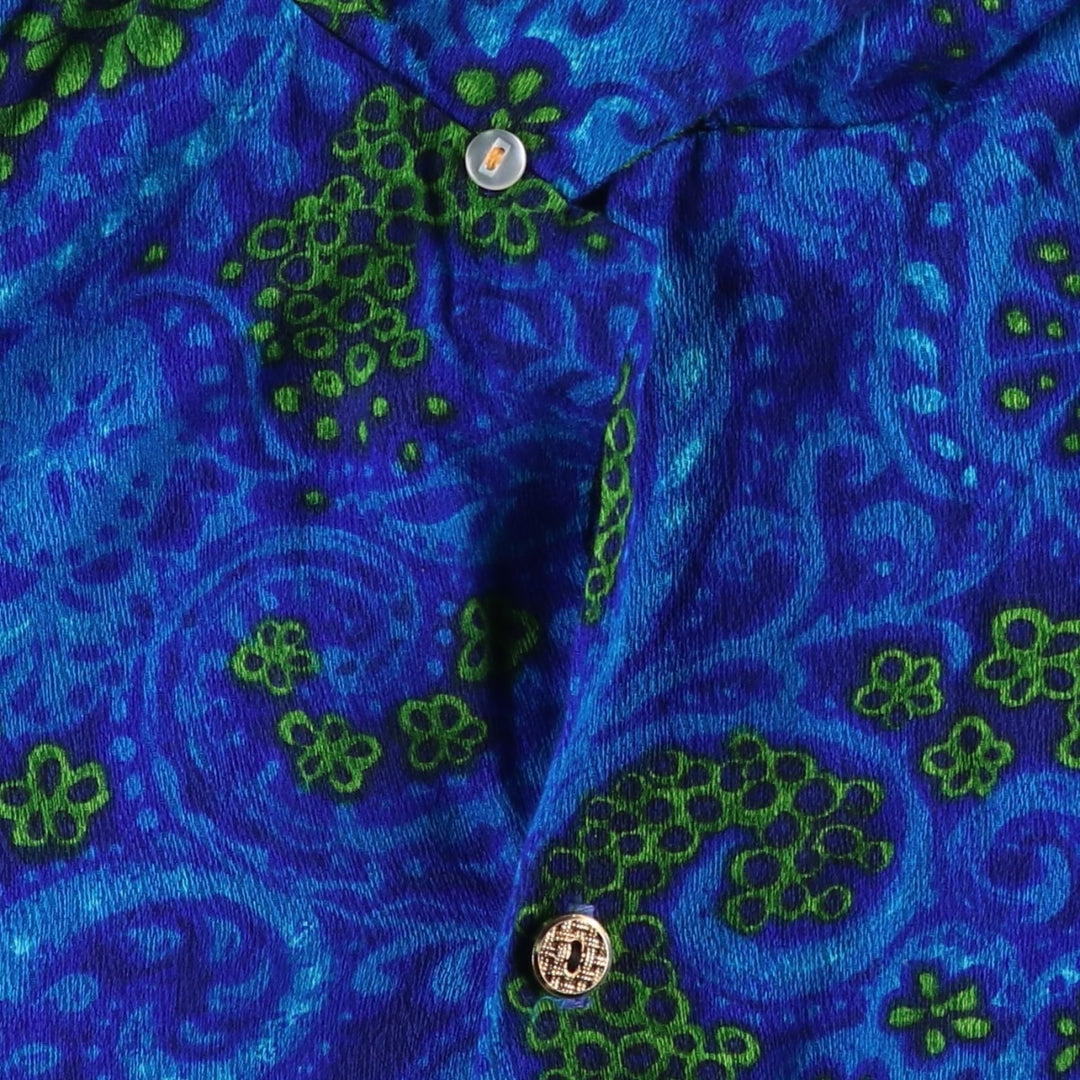 1960'S Casual Aire All-over Paisley Pattern Open Collar Hawaiian Aloha Shirt Box Shirt Men's XL (approx.) acrylic Navy blue Vintage Second Hand