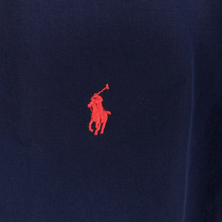 Ralph Lauren CUSTOM FIT Short-Sleeve Button-Down Shirt, Men's Size L (approx.) cotton navy blue type Vintage Second Hand