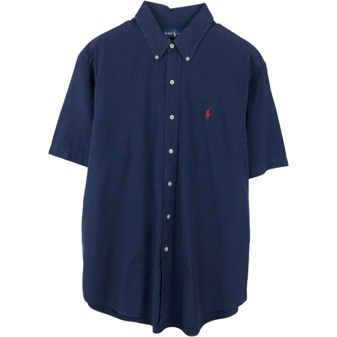 Ralph Lauren Classic Fit Short Sleeve Button Down Shirt Men's XL cotton navy blue type Vintage Second Hand