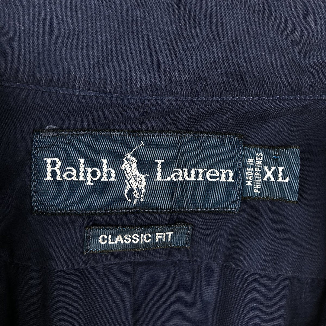 Ralph Lauren Classic Fit Short Sleeve Button Down Shirt Men's XL cotton navy blue type Vintage Second Hand