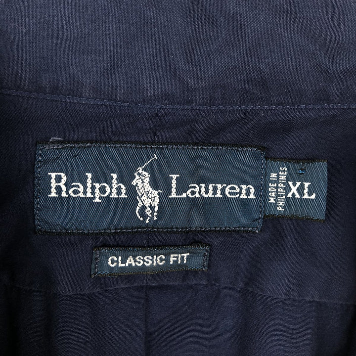 Ralph Lauren Classic Fit Short Sleeve Button Down Shirt Men's XL cotton navy blue type Vintage Second Hand