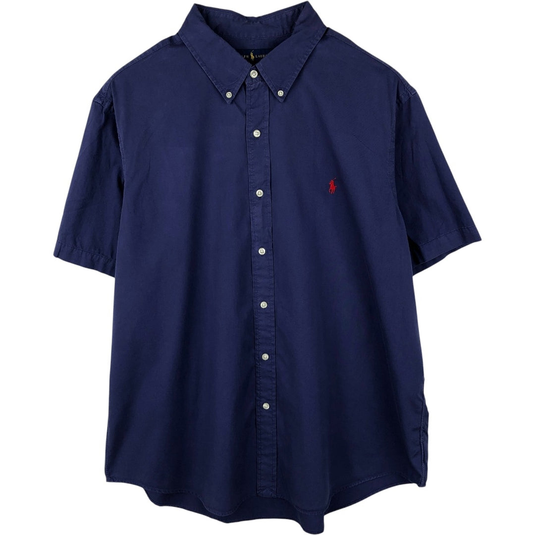 Ralph Lauren Featherweight Twill Short-Sleeve Button-Down Shirt, Men's Size XXL (approx.) cotton purple type Vintage Second Hand