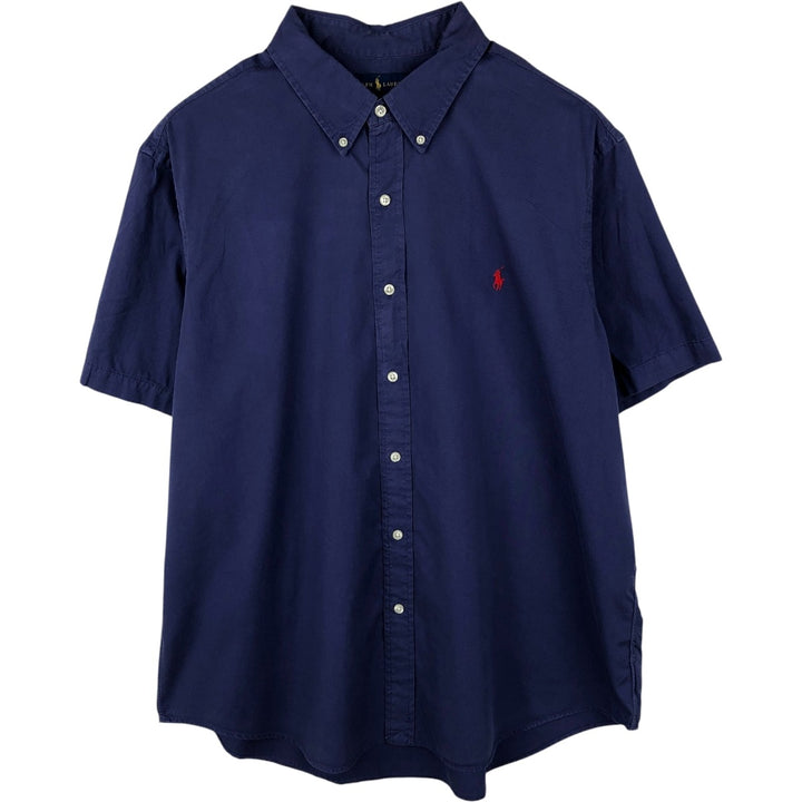 Ralph Lauren Featherweight Twill Short-Sleeve Button-Down Shirt, Men's Size XXL (approx.) cotton purple type Vintage Second Hand
