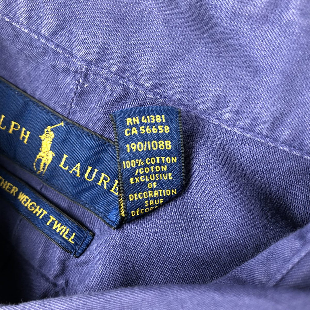 Ralph Lauren Featherweight Twill Short-Sleeve Button-Down Shirt, Men's Size XXL (approx.) cotton purple type Vintage Second Hand