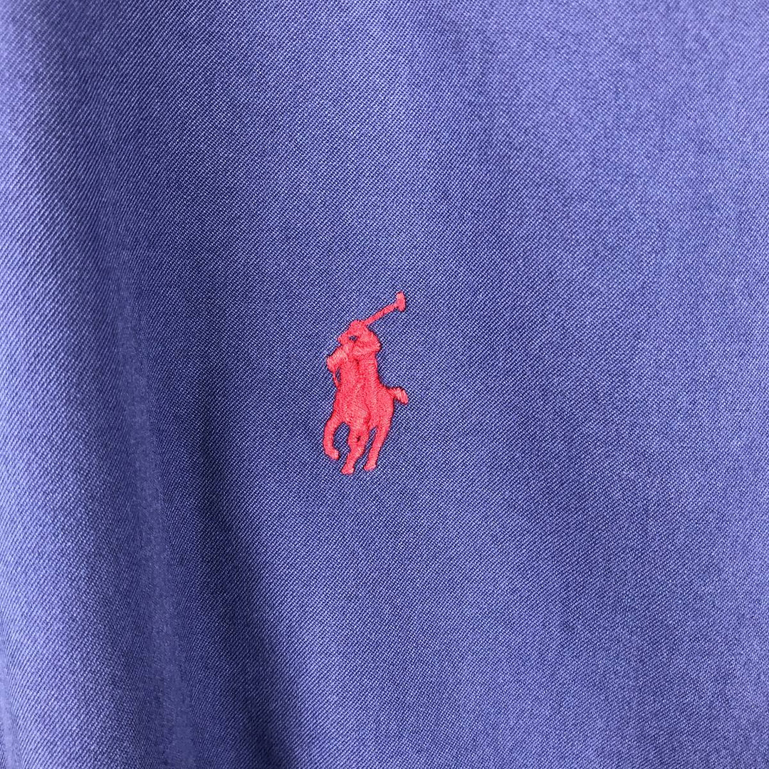 Ralph Lauren Featherweight Twill Short-Sleeve Button-Down Shirt, Men's Size XXL (approx.) cotton purple type Vintage Second Hand
