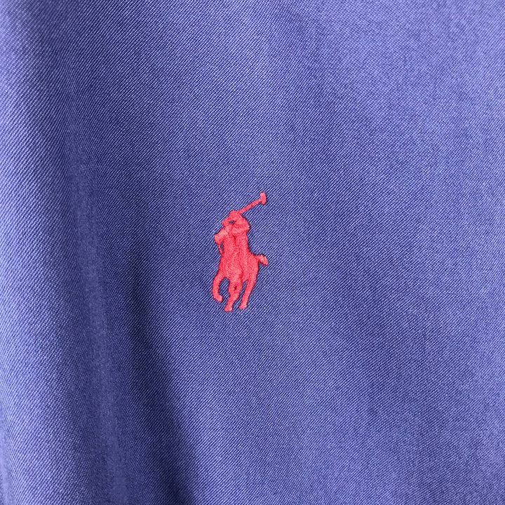 Ralph Lauren Featherweight Twill Short-Sleeve Button-Down Shirt, Men's Size XXL (approx.) cotton purple type Vintage Second Hand