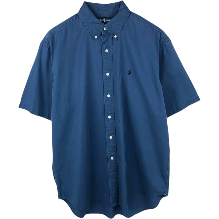 Ralph Lauren BLAKE short sleeve button down shirt, men's size L cotton navy blue type Vintage Second Hand