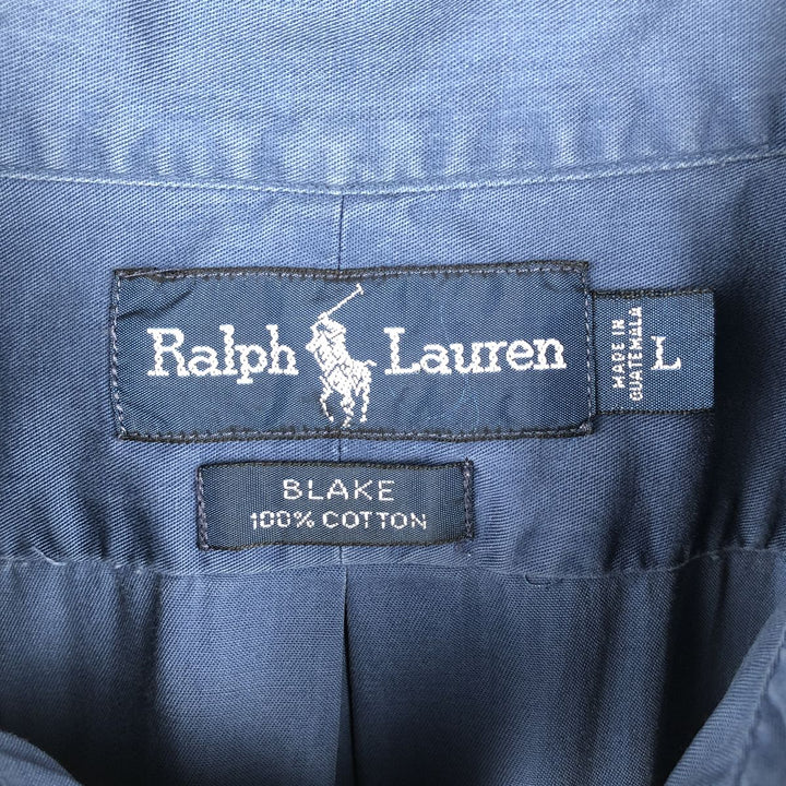 Ralph Lauren BLAKE short sleeve button down shirt, men's size L cotton navy blue type Vintage Second Hand