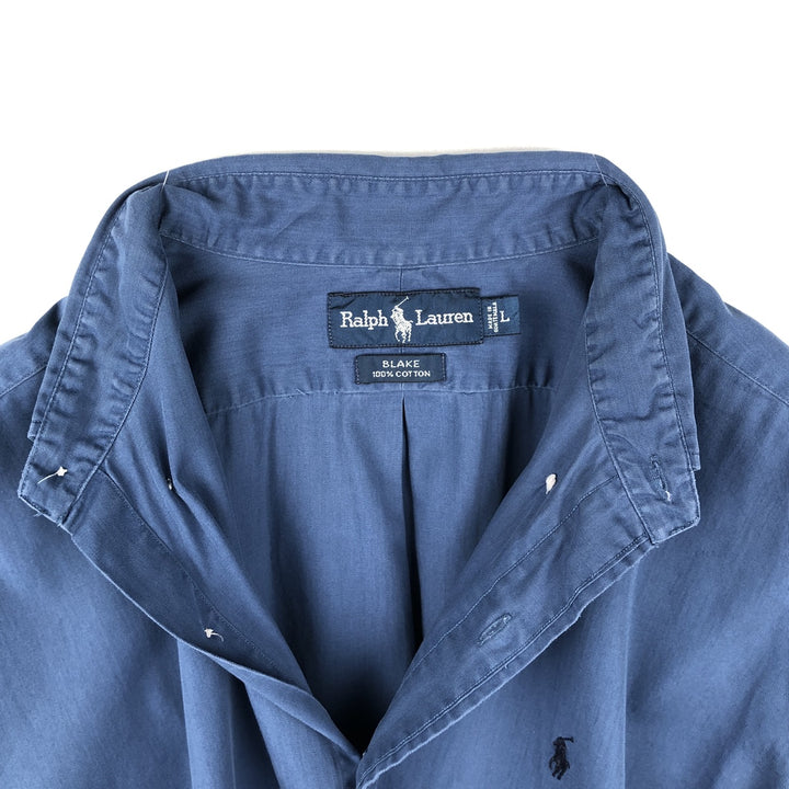 Ralph Lauren BLAKE short sleeve button down shirt, men's size L cotton navy blue type Vintage Second Hand