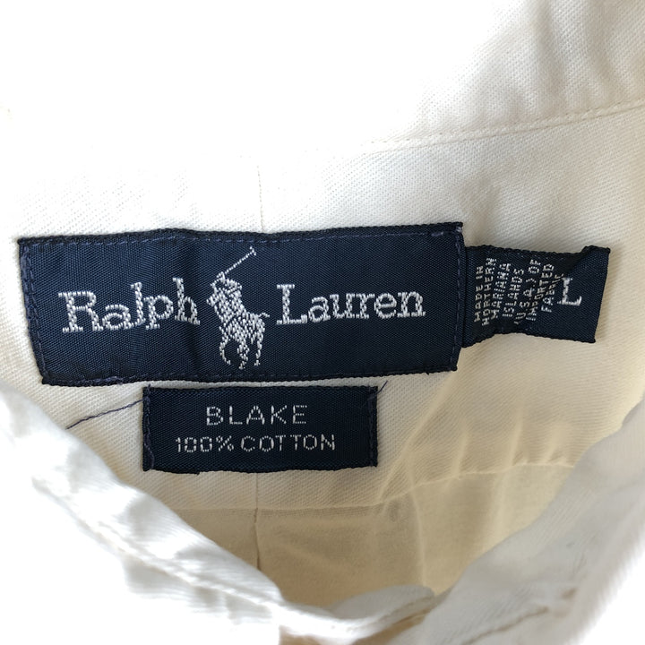 Ralph Lauren BLAKE short sleeve button down shirt, men's size L cotton white type Vintage Second Hand