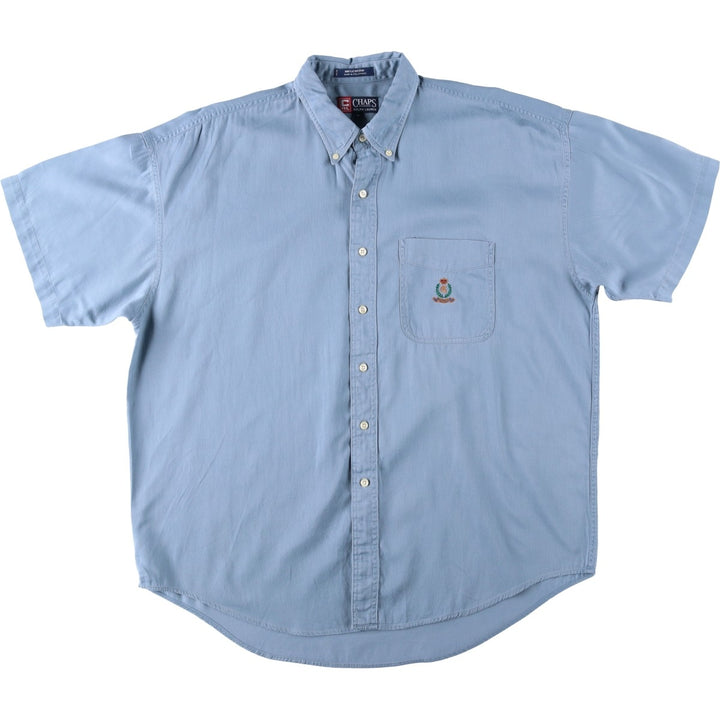 Ralph Lauren CHAPS short sleeve button down shirt for men, equivalent to XL cotton blue type Vintage Second Hand