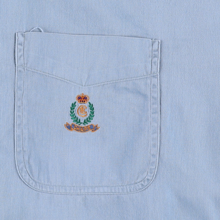 Ralph Lauren CHAPS short sleeve button down shirt for men, equivalent to XL cotton blue type Vintage Second Hand