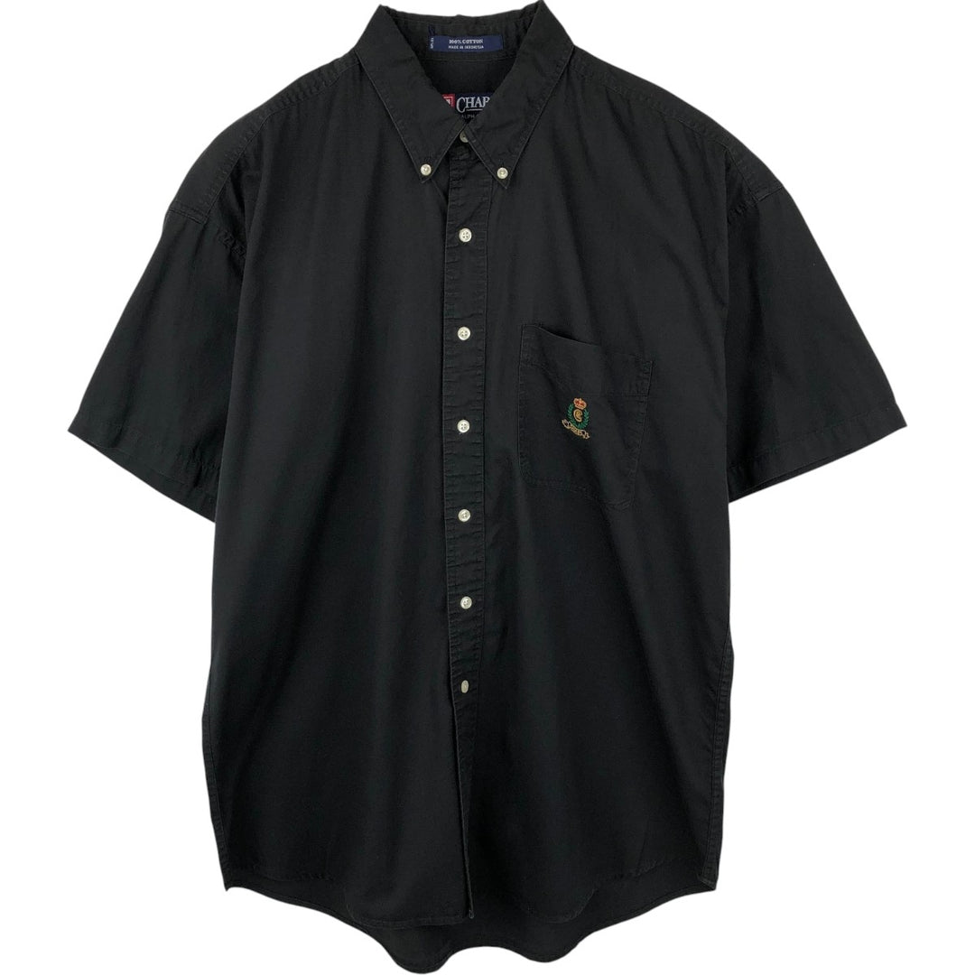 Ralph Lauren CHAPS short-sleeved button-down shirt, men's size L cotton black type Vintage Second Hand