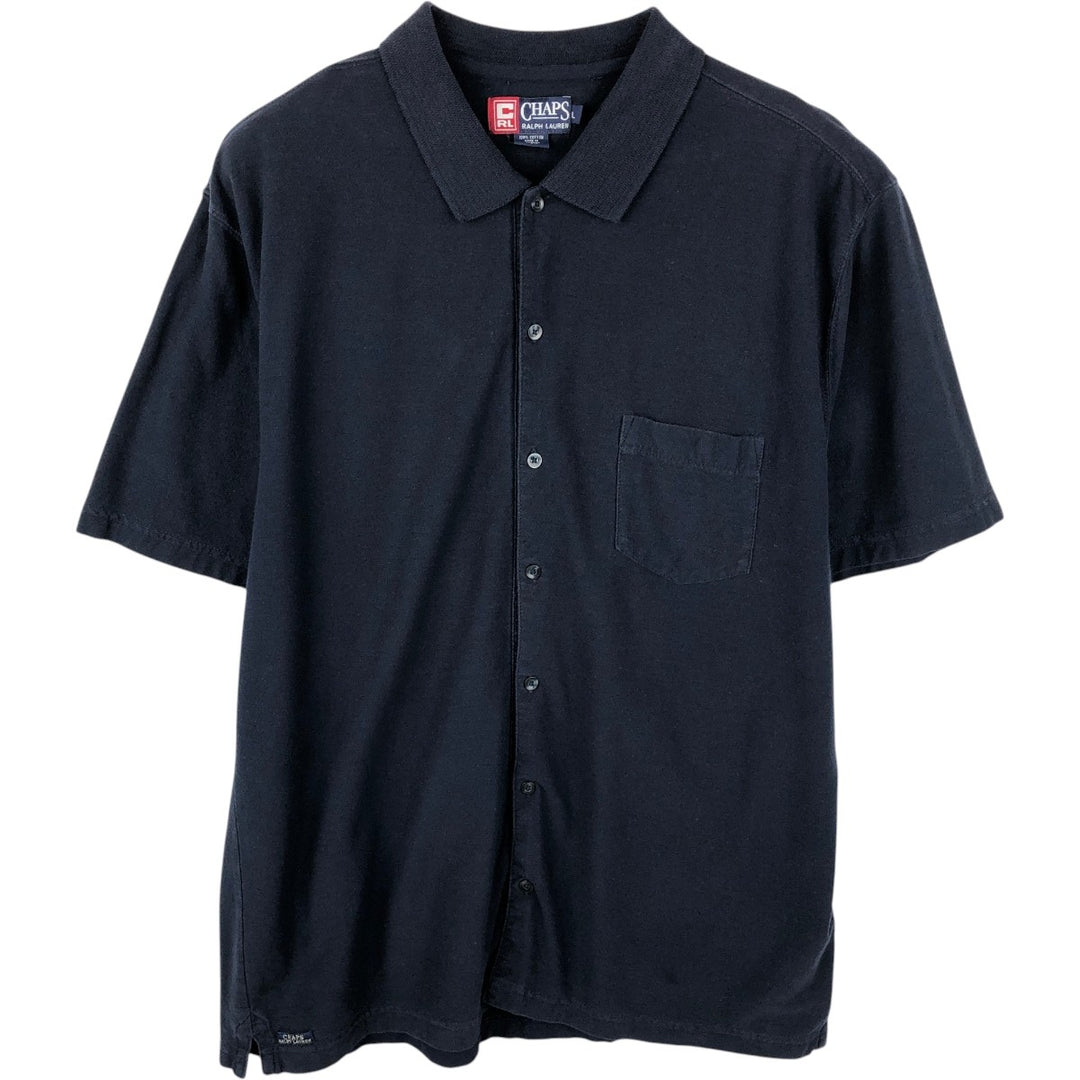 Ralph Lauren CHAPS Short-Sleeve Cotton Box Shirt, Men's Size L (approx.) cotton navy blue type Vintage Second Hand