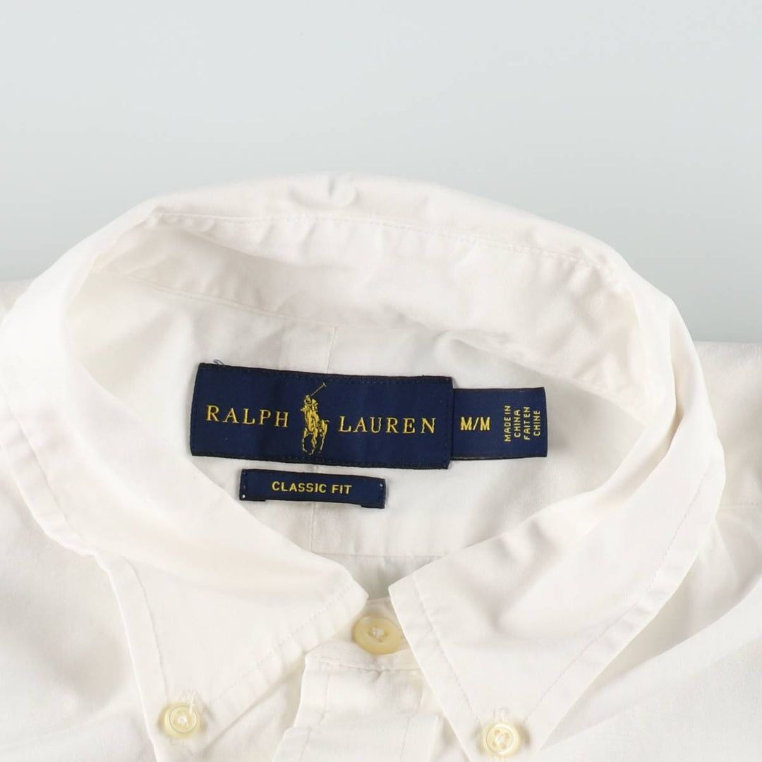 Ralph Lauren Classic Fit short sleeve button down shirt, men's size M cotton white type Vintage Second Hand