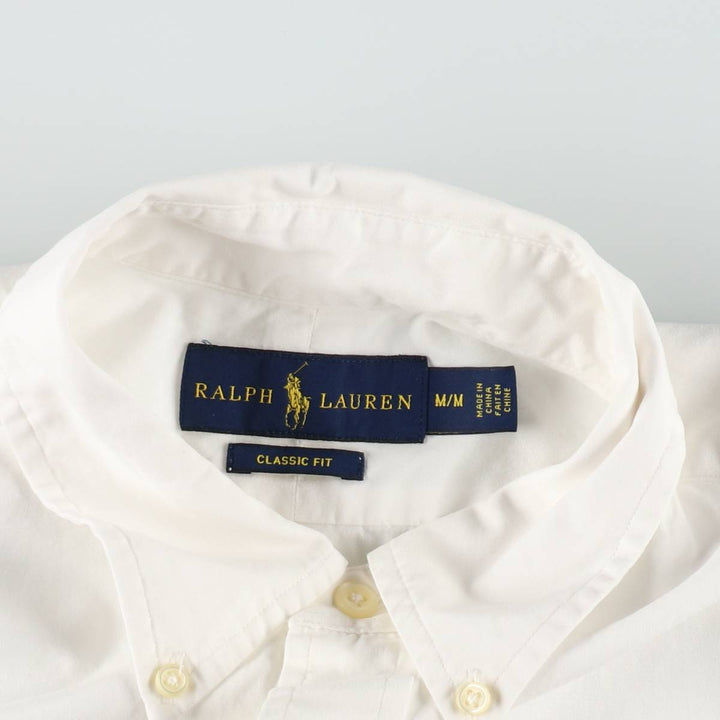 Ralph Lauren Classic Fit short sleeve button down shirt, men's size M cotton white type Vintage Second Hand