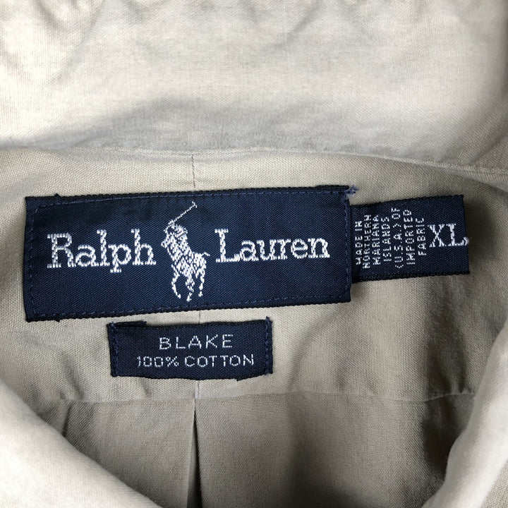 Ralph Lauren BLAKE short sleeve button down shirt, men's XL size cotton Beige type Vintage Second Hand