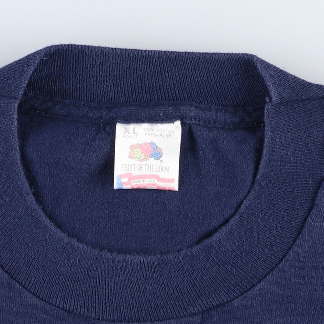 Fruit of the Loom Print T-Shirt, Made in USA, Men's XL cotton navy blue type Vintage Second Hand