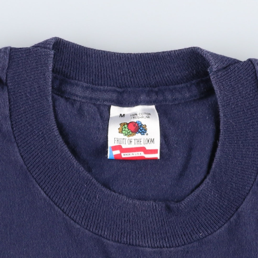 90'S Fruit of the Loom printed T-shirt, made in the USA, men's size M, vintage cotton navy blue type Vintage Second Hand