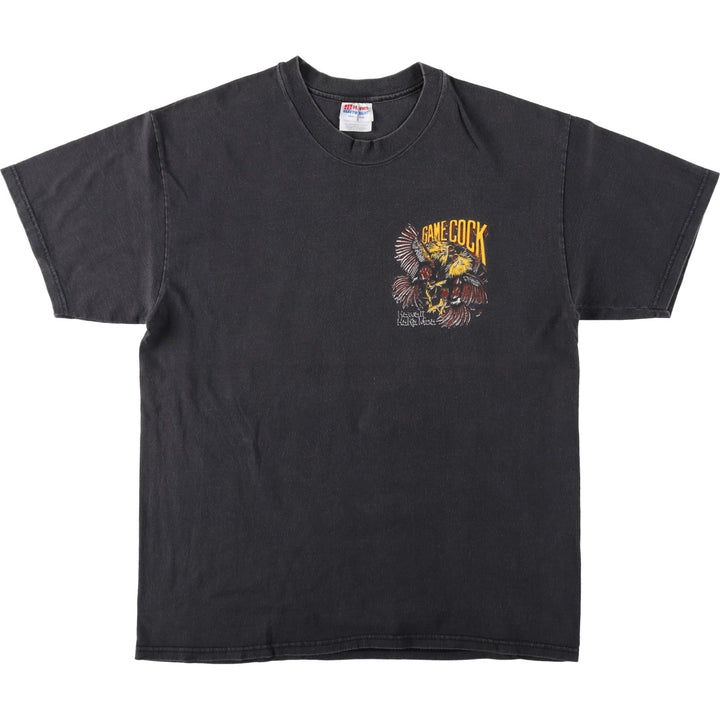 Hanes Heavyweight Printed T-Shirt, Made in USA, Men's Size L (Equivalent), Vintage cotton Charcoal Vintage Second Hand