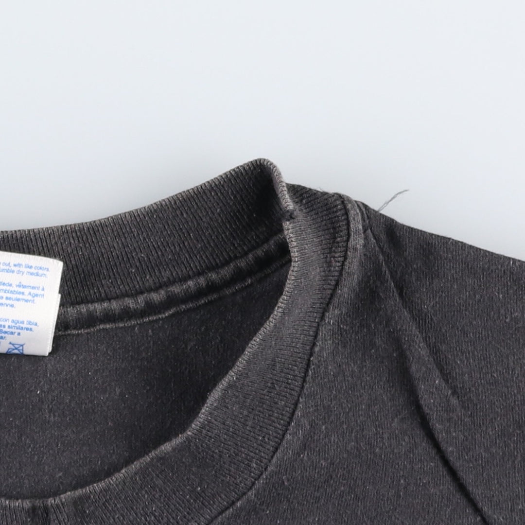 Hanes Heavyweight Printed T-Shirt, Made in USA, Men's Size L (Equivalent), Vintage cotton Charcoal Vintage Second Hand