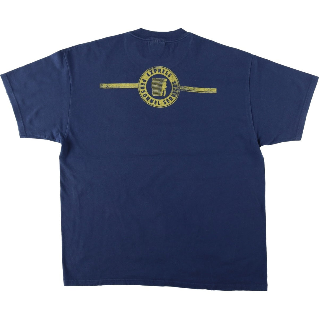 Hanes BEEFY-T Printed T-shirt, Men's XL cotton navy blue type Vintage Second Hand