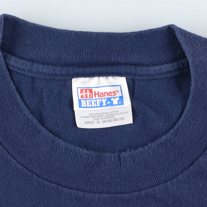 Hanes BEEFY-T Printed T-shirt, Men's XL cotton navy blue type Vintage Second Hand